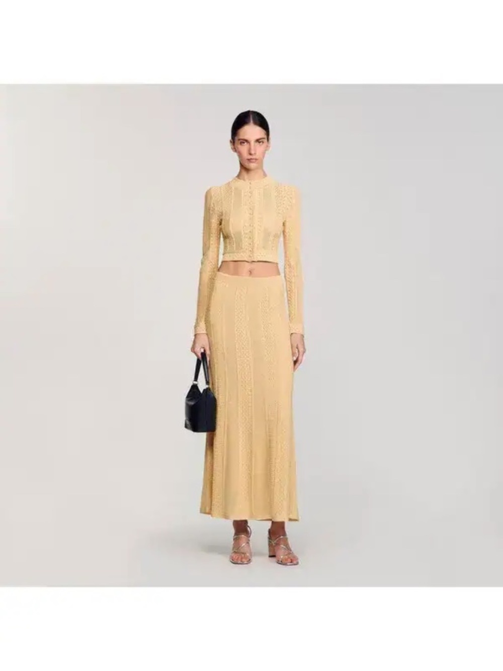 Sandro pointelle knit maxi skirt NWT